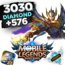 Mobile Legends 3030 алмаза + 576 алмаза бонус.