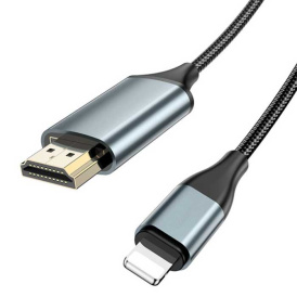 Кабель HDMI, Lightning – HDMI, 2 м, серый металлик.