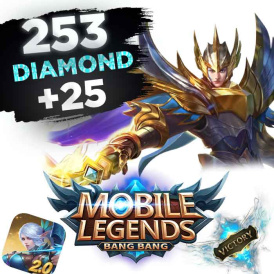 Mobile Legends 253 алмаза + 25 алмаза бонус.