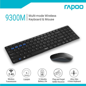 Клавиатура с мышью Rapoo 9300M черный.