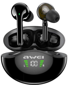 Наушники Awei T12P TWS Dual Dynamic River Earbuds (390 мАч) Black