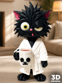 Фигурка «Кот с кружкой» белом халате 3D-модель 