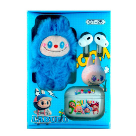 Набор LABUBU GT-25, беспроводные наушники и игрушка, синий