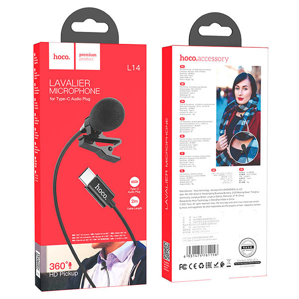 Микрофон петличный Hoco L14 для Type-C