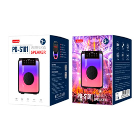Колонка Bluetooth Azeada PD-S101, LED, AUX, microCD, USB, FM, Li-Pol 1200mAh, 5W, Черный