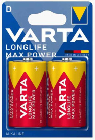 Батарейка VARTA 1.5V LONGLIFE MAX POWER D BLI 2, BAT-VART-LONMAX