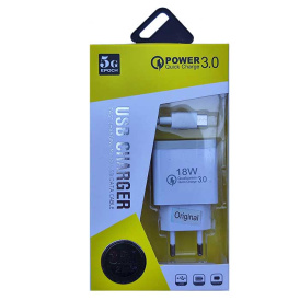 Зарядное устройство A-90, Type-C, с кабелем зарядки, 18W, 3.5A, 3.0POW.
