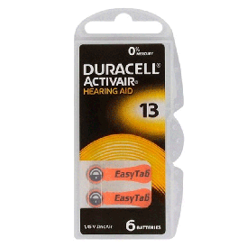 Батарейки Duracell для слуховых аппаратов ActivAir 13, PR48, 6шт.