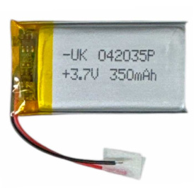 Аккумулятор UK 042535P, универсальный, 4x25x35 mm, Li-Ion, 350mAh, 3.7V, 2 Pin