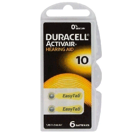 Батарейки для слуховых аппаратов Duracell ActivAir 10, 6 шт. 