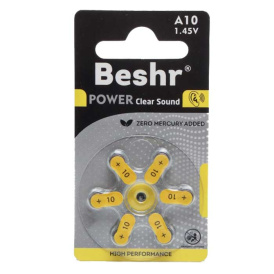 Батарейки Beshr A10 для слуховых аппаратов, 1.45V.