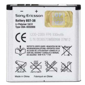 Аккумулятор батарея Sony Ericsson BST-38.