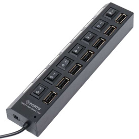 USB HUB Хаб разветвитель 2.0 с выключателями, 7 портовый.