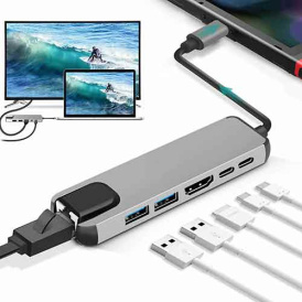  адаптер type-c к usb 3.0 сетевая рабочая карта hdtv  5 в 1 usb c концентратор расширительная док-станция