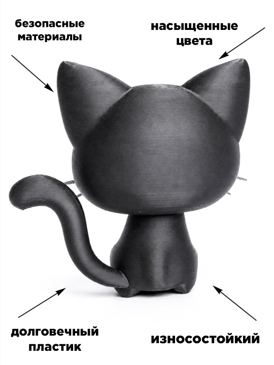 Фигурка “Черный котик” 3D-печать, декоративная игрушка, 10 см
