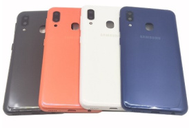 Корпус для Samsung A202 Galaxy A20e, черный, с боковыми кнопками.