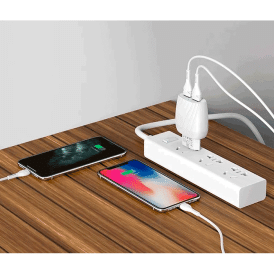 Зарядное устройство Hoco C78A , Lightning, 2USB, 5 Вт, 2.4 А, 1м