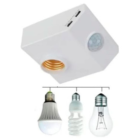 Датчик движения инфракрасный, 220 В и патроном для лампы