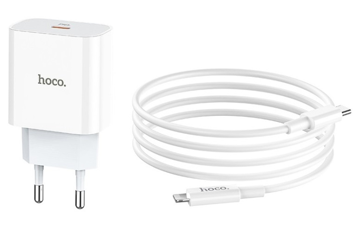 Зарядное устройство HOCO C76A Plus Speed source 20W PD 3.0 с кабелем Type-C to Lightning White