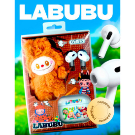 Набор LABUBU GT-25, беспроводные наушники и игрушка, коричневый