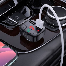 Автомобильный FM BT трансмиттер Hoco E59, USB-A 1 – 5V / 3.1A, USB-A 2 – QC 18W.
