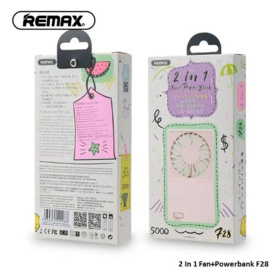 Вентилятор Remax  F28, Power Bank 2 в 1, 5000mAh, USB 2.4