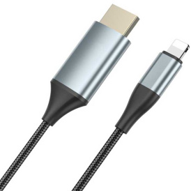 Кабель HDMI, Lightning – HDMI, 2 м, серый металлик.