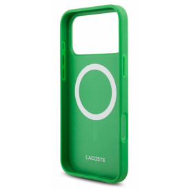 Чехол Lacoste на iPhone 17 Pro, с магнитами MagSafe, с ребристым покрытием ПВХ, зеленый