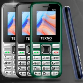 Кнопочный телефон Texno max 105, 1000 мАч, 2 SIM