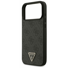 Чехол Guess с MagSafe для iPhone 17 Pro Max, PU кожа 4G Triangle Diamond metal logo, черный