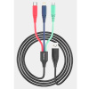Зарядный кабель Hoco DU04 3 в 1, Lightning, Micro, Type-C, 3A, 1.2 м