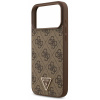Чехол Guess для iPhone 17 Pro Max с MagSafe, кожа 4G Triangle Diamond metal logo, коричневый