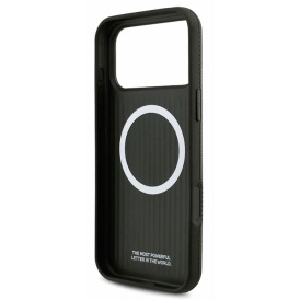 Чехол BMW на iPhone 17 Pro Max, с магнитами MagSafe, из экокожи PU Full Wrapped, серый