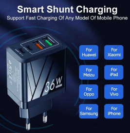 Зарядное устройство Micro USB, 36 w, 4 USB, KEKE-PD003