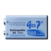 Аккумуляторные перезаряжаемые батарейки GooP HR9V, Li-Ion, 9V, 500mAh, крона.