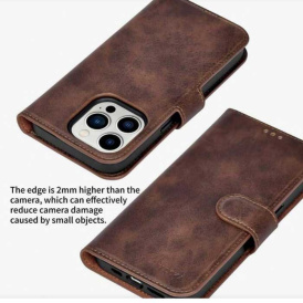 Чехол-кошелек PULOKA для iPhone 15 PRO MAX кожа, 5 слотов для карт, подставка, черный.