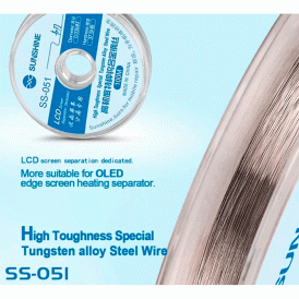 Струна Sunshine SS-051 молибденовая для разделения дисплеев и сенсоров 0.03 мм / 100 м
