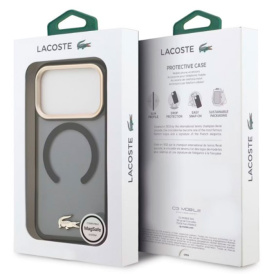 Чехол Lacoste на iPhone 17 Pro Max, MagSafe, с матовым покрытием, дымчато-чёрный/золотистый