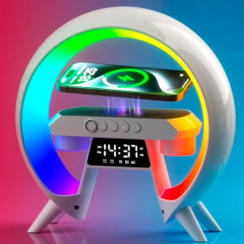 Ночник лампа XM-X63 с беспроводной зарядкой, колонкой и будильником