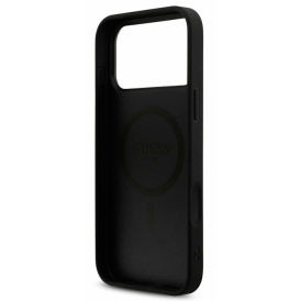 Чехол Guess с MagSafe для iPhone 17 Pro Max, PU кожа 4G Triangle Diamond metal logo, черный