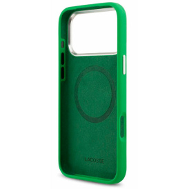 Чехол Lacoste на iPhone 17 Pro Max, силиконовый Liquid silicone, с магнитами MagSafe, зеленый