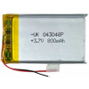 Аккумулятор UK 043048P, универсальный, 4x30x48 mm, Li-Ion, 800mAh, 3.7V, 2 Pin