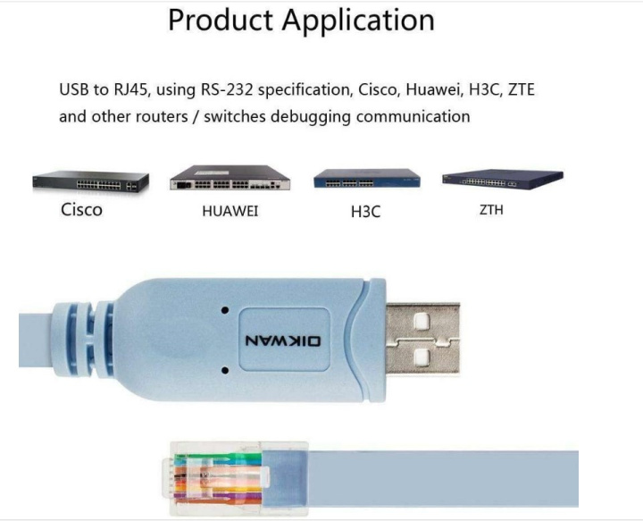 Кабель консоли USB Cisco 1,8 м FTDI к кабелю RJ45 для маршрутизаторов / коммутаторов