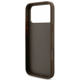 Чехол Guess для iPhone 17 Pro Max, PU кожа с принтом 4G, металлический логотип, коричневый