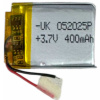 Аккумулятор универсальная 052025Р 3.7V, 400 мАч, 5x20x25мАч.