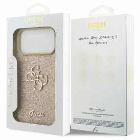 Чехол Guess на iPhone 17 Pro, Fixed Glitters с покрытием из блесток, золотистый
