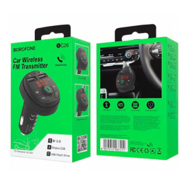 Aвтомобильный беспроводной FM-трансмиттер BOROFONE BC26 с зарядки 2 USB, MP3, WMA, WAV, FLAC