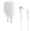 Зарядное устройство Hoco C78A , Lightning, 2USB, 5 Вт, 2.4 А, 1м