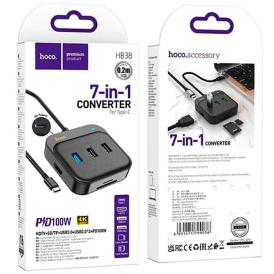 USB Hub адаптер Hoco HB-38, 7в1, Type-C
