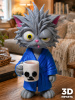 Фигурка «Кот с кружкой» синем халате 3D-модель красное ухо